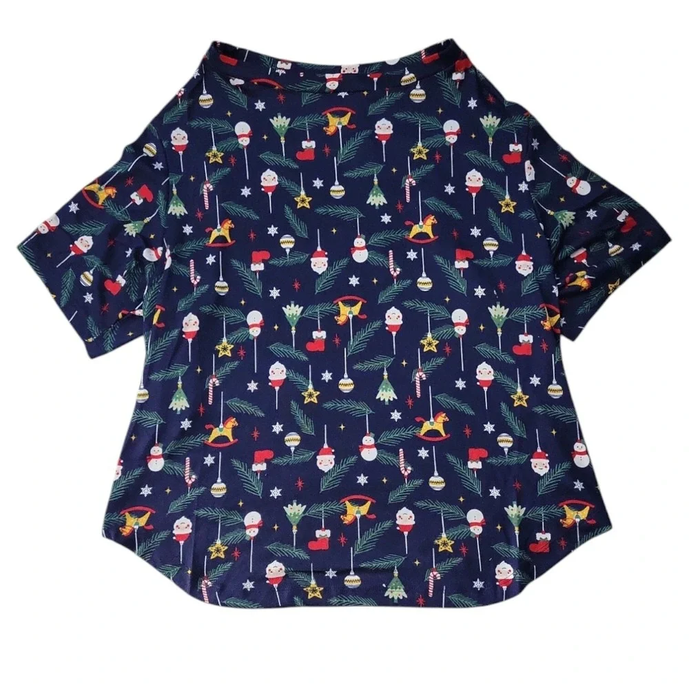 NWT Member's Mark Family Sleep Stretch Easy Care Pet Pajama Coat Navy‎ LARGE